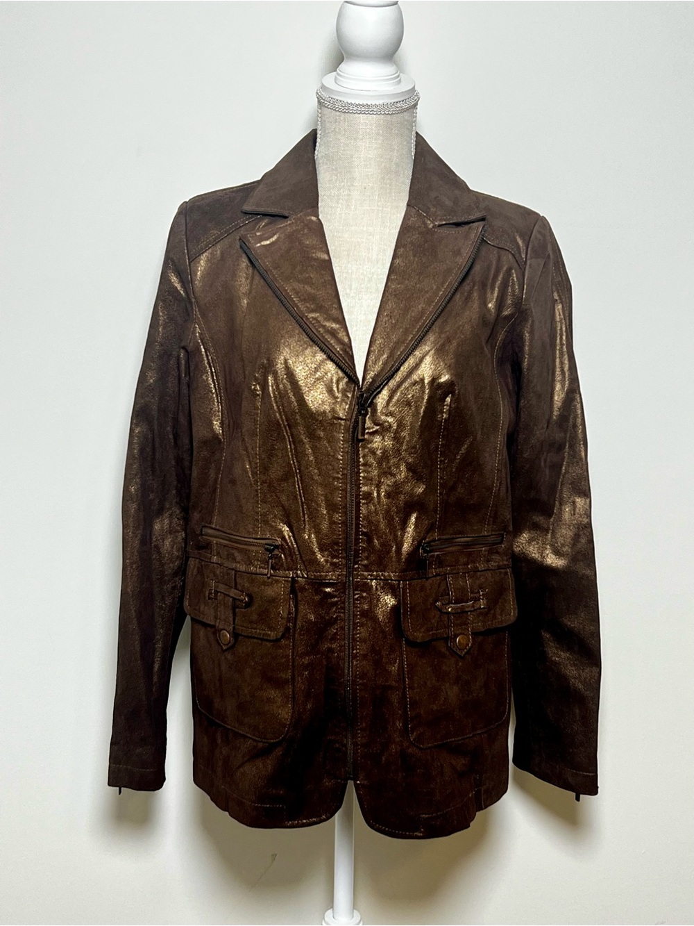 Bradley Bayou Vintage Metallic Copper Leather Jacket